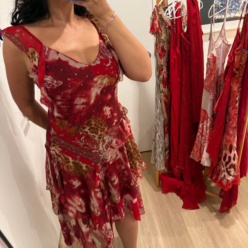 Vintage Red Leopard Print Dress
